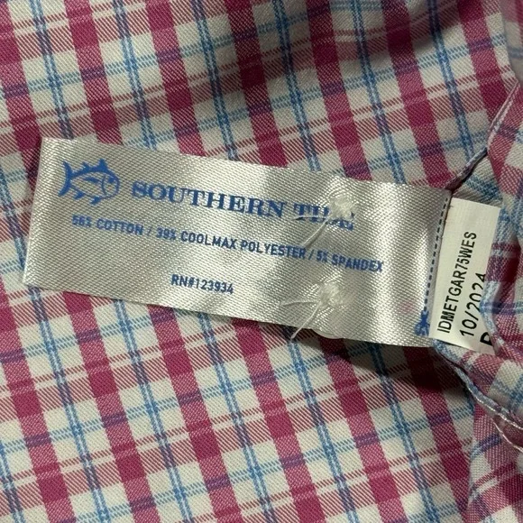 Southern Tide Men's Size Small Charleston Board Creek Pink Plaid Sport Shirt